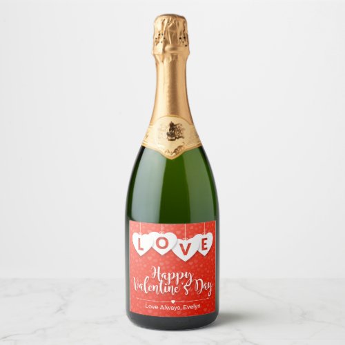 Hanging LOVE Letters Happy Valentines Day Sparkling Wine Label