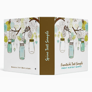 Hanging Mason Jar & Retro Flowers White Background Binder