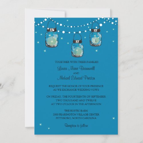 Hanging Mason Jars and Fireflies Invitation