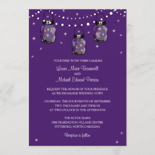 Hanging Mason Jars and Fireflies Invitation