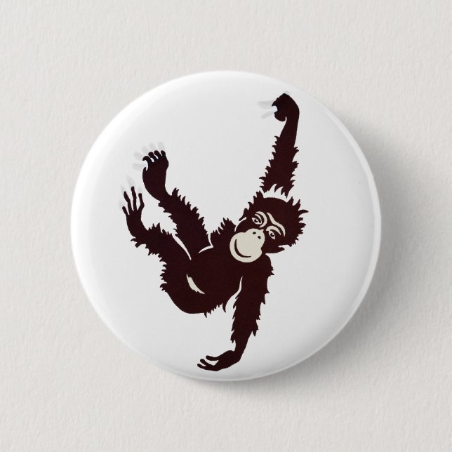 Hanging Monkey Pinback Button (Front)