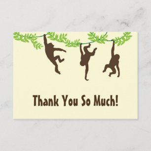 Hanging Monkey Thank You Card