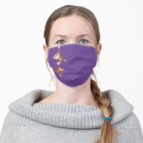 hanging monkeys on purple adult cloth face mask