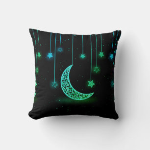 Hanging Moon and Stars Throw Pillow