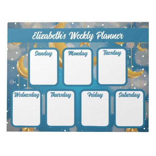 Hanging Moon and Stars Weekly Planner Notepad