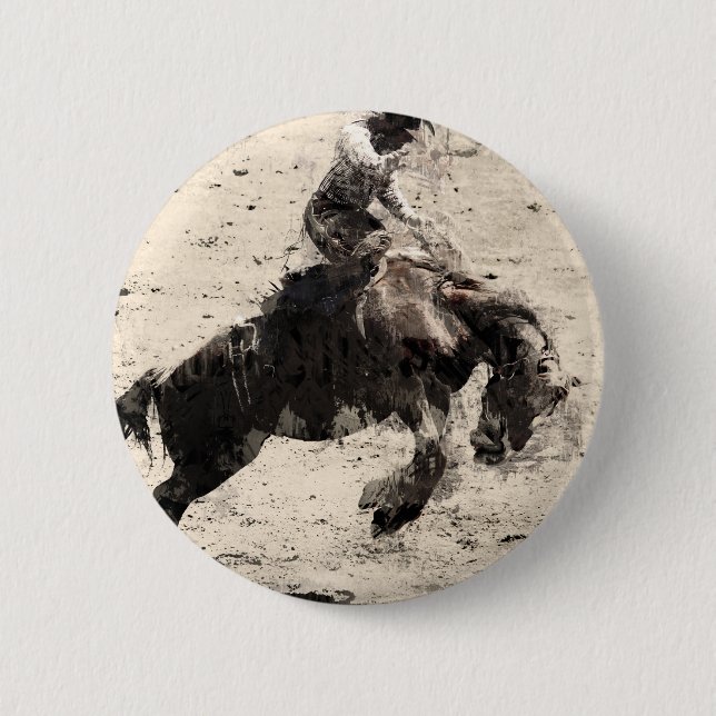 Hanging On - Bronco Busting Champ Button (Front)