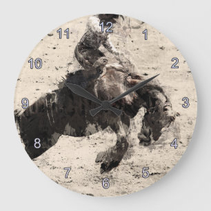 Hanging On - Bronco Busting Champ Large Clock