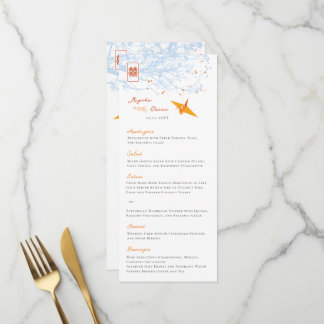 Hanging Origami Orange Crane 囍 Chinese Wedding Menu