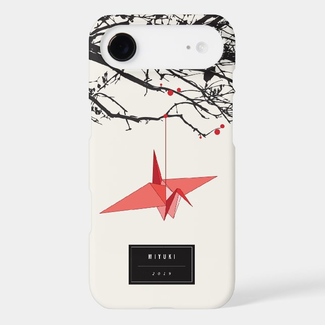 Hanging Origami Red Paper Cranes Branches AsianZen Case-Mate iPhone Case (Back)