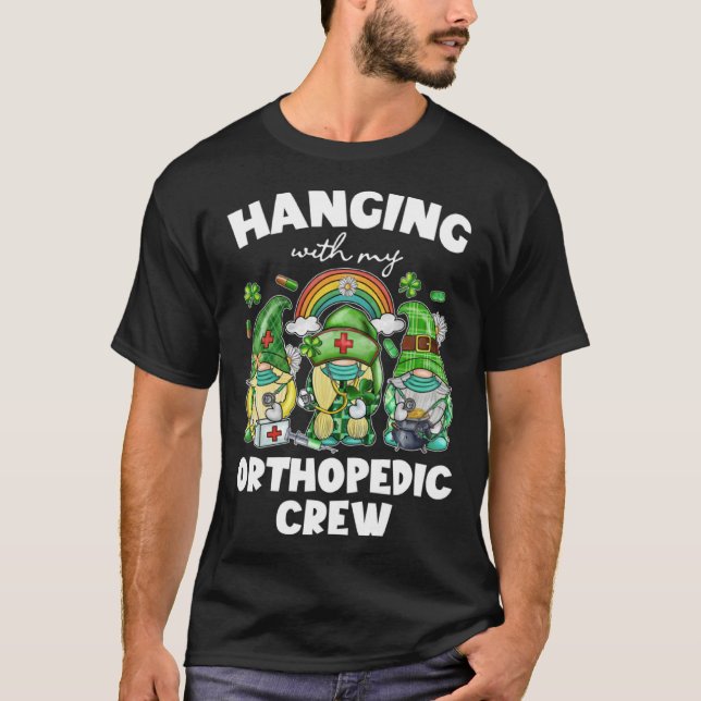 Hanging Orthopedic Crew  Lucky Nurse CNA Nurse Out T-Shirt (Front)