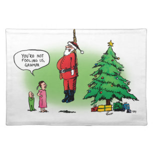 Hanging Out Santa Twisted Cartoon Cloth Placemat