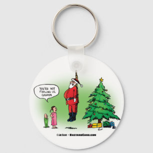 Hanging Out Santa Twisted Cartoon Keychain