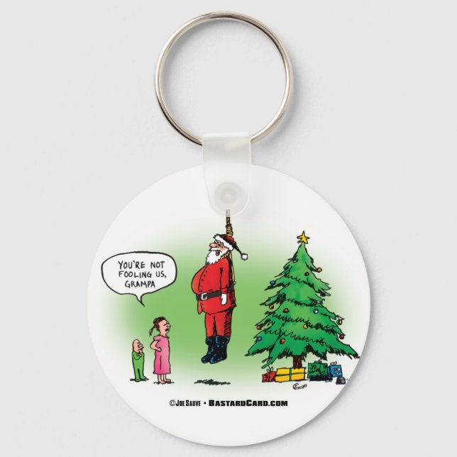 Hanging Out Santa Twisted Cartoon Keychain (Front)