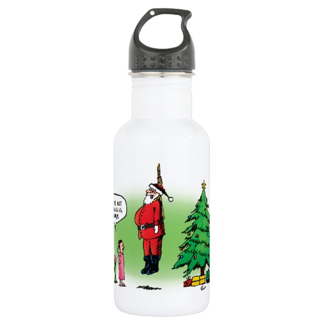 Hanging Out Santa Twisted Cartoon Water Bottle (Front)