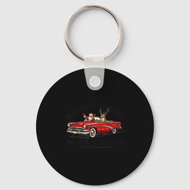 Hanging Out The Penger Side Funny Santa Christmas  Keychain (Front)