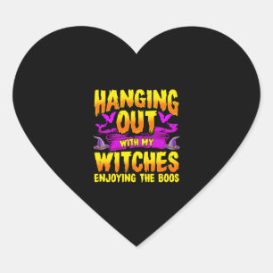 Hanging Out with my Witches Enjoying the Boos Heart Sticker