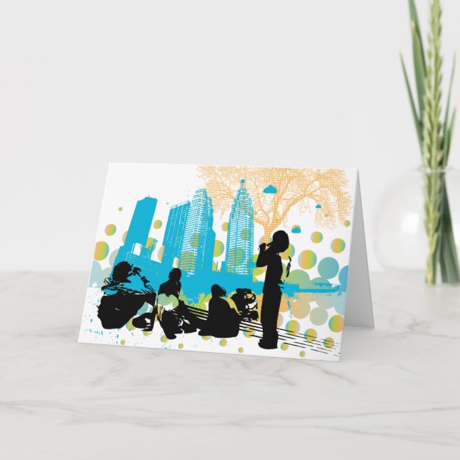 hanging out with the gang greeting card (Front)