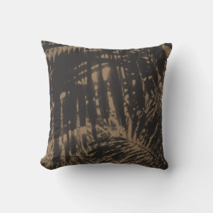 Hanging Palms Reversible Grey Sepia Throw Pillow
