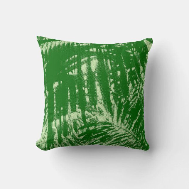 Hanging Palms  Reversible Tonal Green Throw Pillow (Front)
