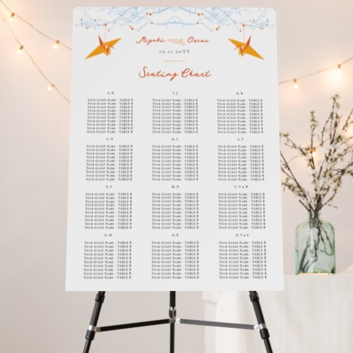 Hanging Paper Cranes Asian Wedding Seating Chart Foam Board