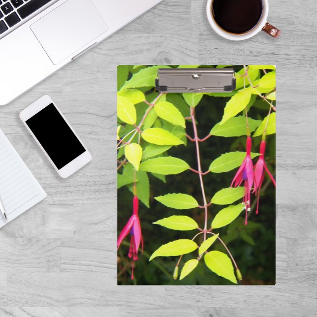 Hanging Pink Fuchsia Floral Clipboard (In Situ)