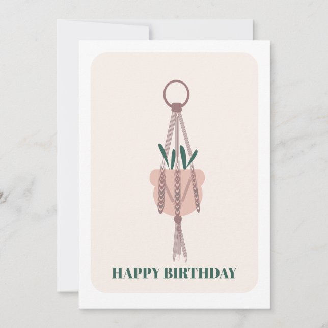 Hanging Plant Macrame Birthday Card (Front)