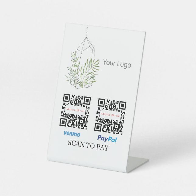Hanging Plant QR Code Scan to Pay Your Logo Pedestal Sign (Front)