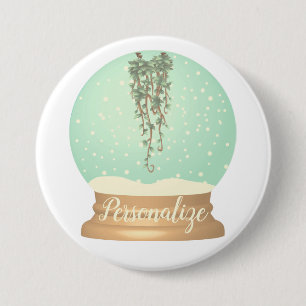 Hanging plant snow globe unique whimsical button