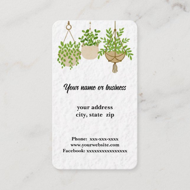 Hanging plants business card (Front)