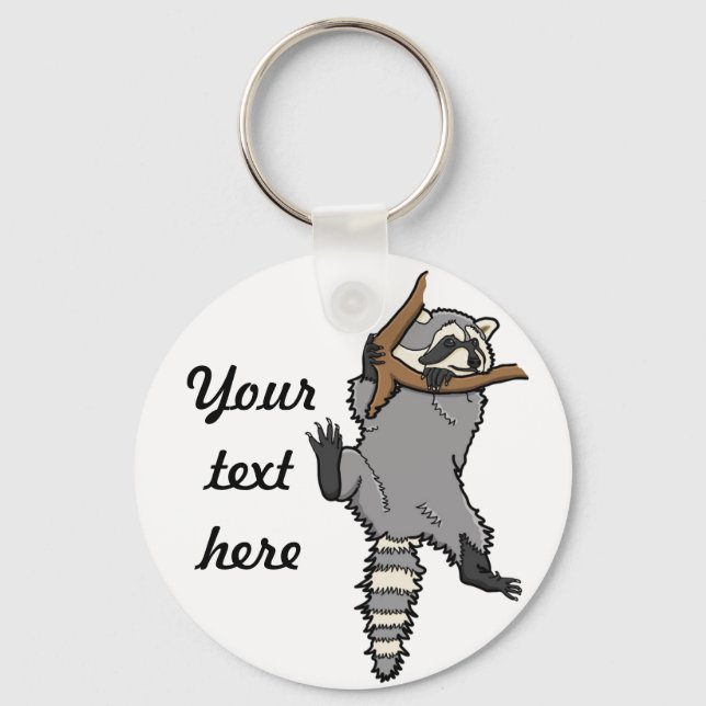 Hanging raccoon personalised  keychain (Front)
