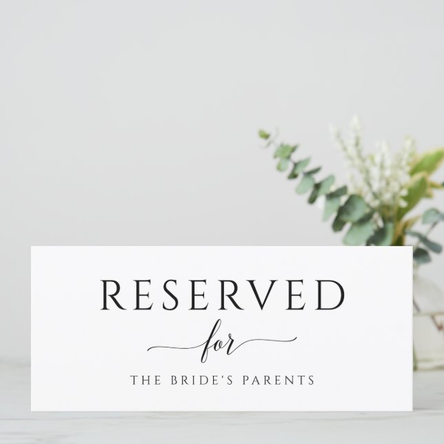 Hanging Reserved Romantic Calligraphy Wedding Sign Invitation (Standing Front)