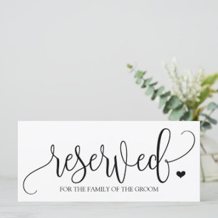Hanging Reserved Sign Rustic Calligraphy (Black)
