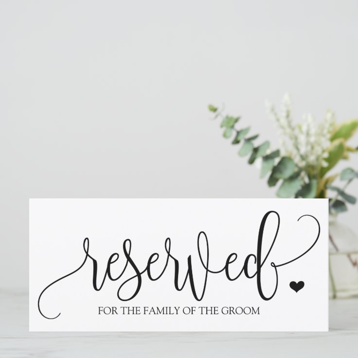 Hanging Reserved Sign | Rustic Calligraphy (Black) | Zazzle