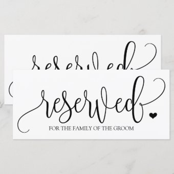 Hanging Reserved Sign | Rustic Calligraphy (Black) | Zazzle