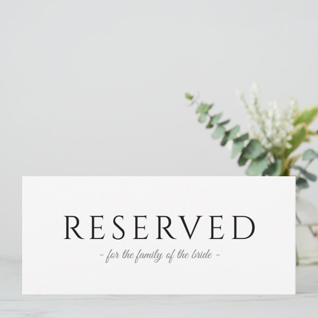 Hanging Reserved Simple Typography Wedding Sign Invitation (Standing Front)