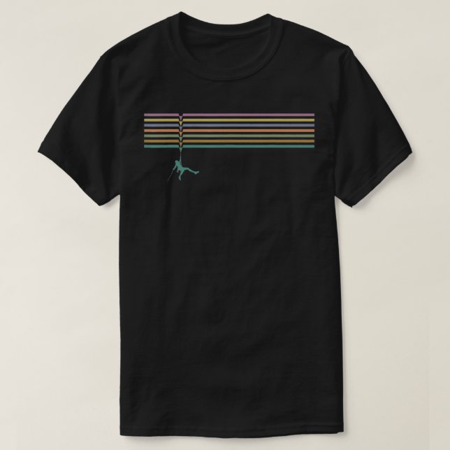 Hanging Rock Climber Climbing Mountaineer with Ret T-Shirt (Design Front)