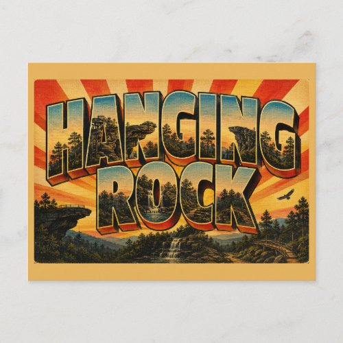 Hanging Rock State Park NC Vintage Travel Art Postcard