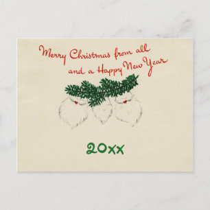 Hanging Santa Beards Custom Year Postcard