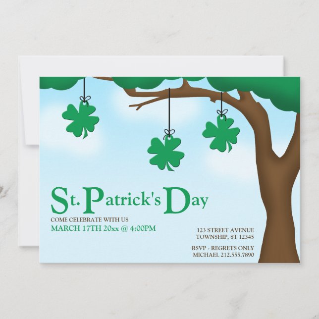 Hanging Shamrocks - St Patrick's Day Invitations (Front)