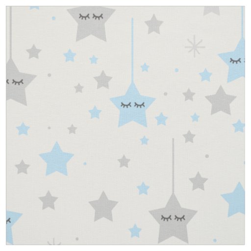 Hanging Sleepy Eyes Stars Blue Gray Fabric