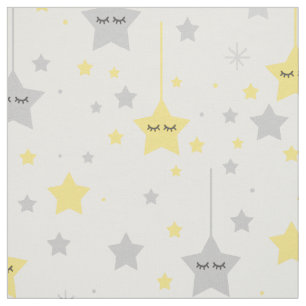 Hanging Sleepy Eyes Stars Yellow Gray Fabric