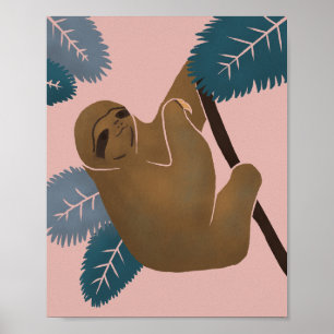 Hanging Sloth Art Print Poster