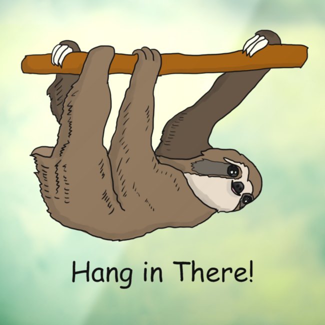 Hanging Sloth Design Window Cling
