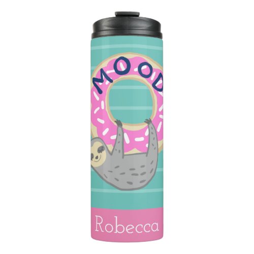 Hanging Sloth  Pink Iced Donut MOOD Thermal Tumbler