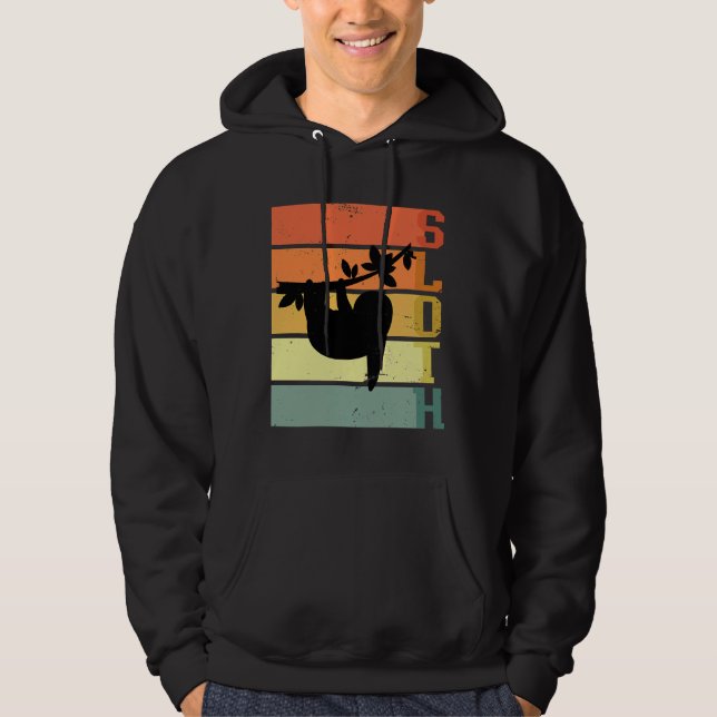 Hanging Sloth Retro Sloth Hoodie (Front)