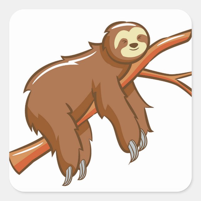 Hanging sloth square sticker (Front)