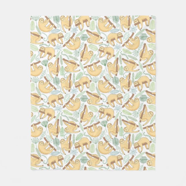 Hanging Sloths Fleece Blanket (Front)