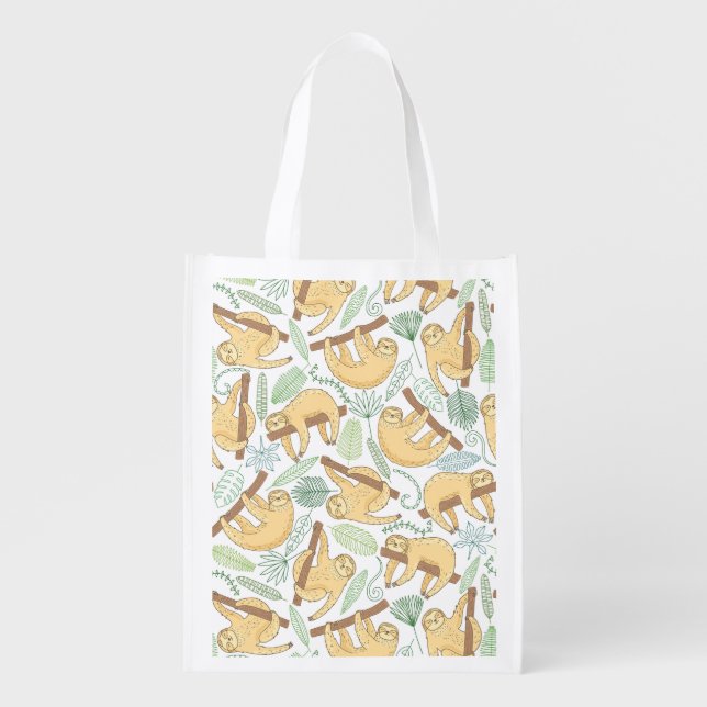 Hanging Sloths Reusable Grocery Bag (Front)