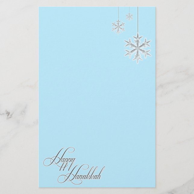 Hanging Snowflakes (blue) Stationery (Front)