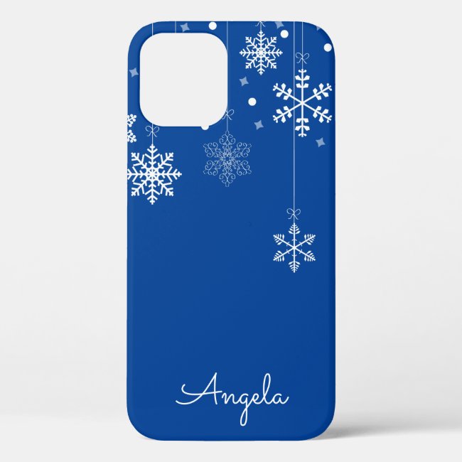 Hanging Snowflakes Blue Unique Name iPhone 12 Case